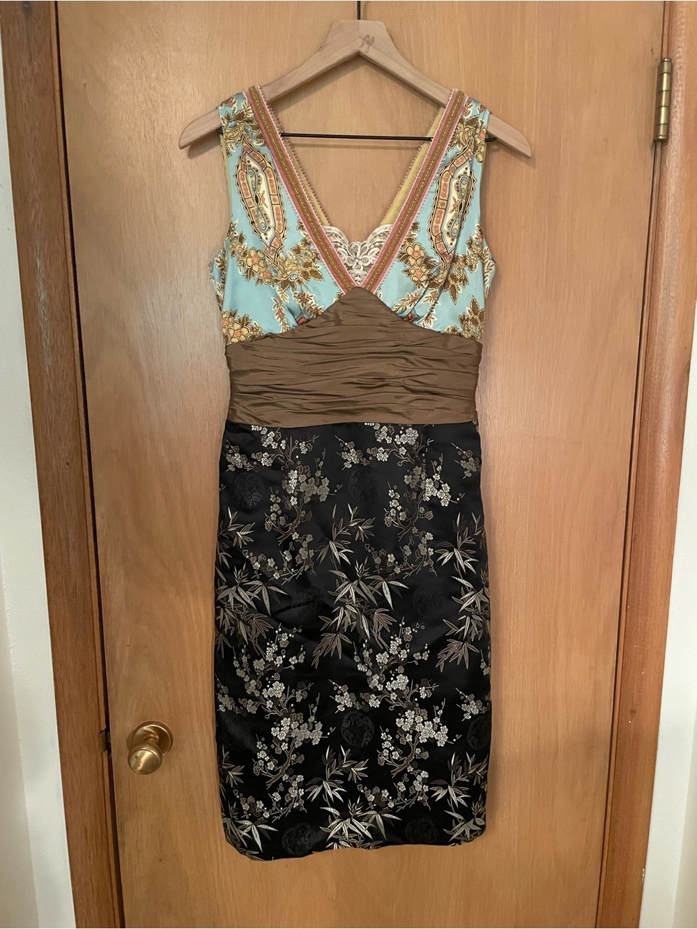 Y2K Phoebe Couture Silk Lace Floral Paisley Dress Size 8/S